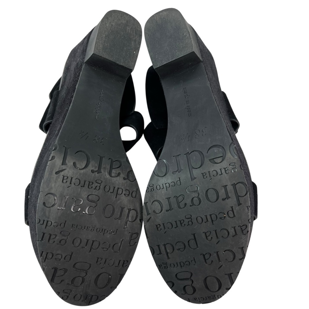 Pedro Garcia Desi Black Castoro Suede Leather Platform Wedge Sandals - Picture 8 of 8